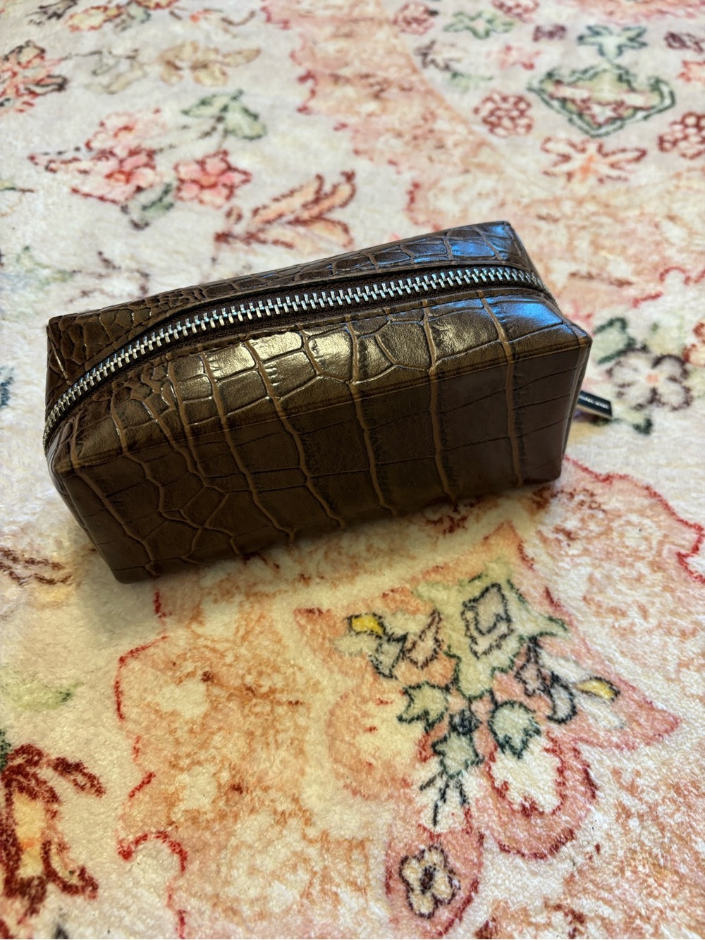Michael Kors Brown Croc-Embossed glasses and/or cosmetic Case